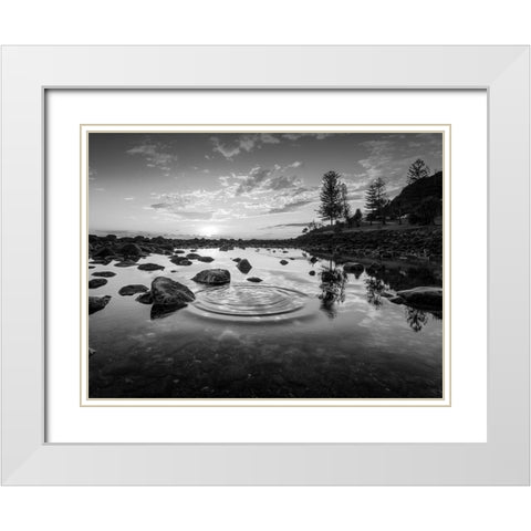 Radiating Ripples White Modern Wood Framed Art Print with Double Matting by Prime, Marcus