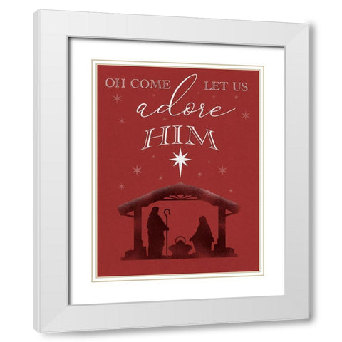 Let Us Adore Him White Modern Wood Framed Art Print with Double Matting by Prime, Marcus