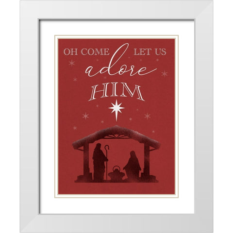 Let Us Adore Him White Modern Wood Framed Art Print with Double Matting by Prime, Marcus