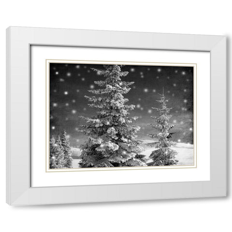 Snowy Night White Modern Wood Framed Art Print with Double Matting by Prime, Marcus