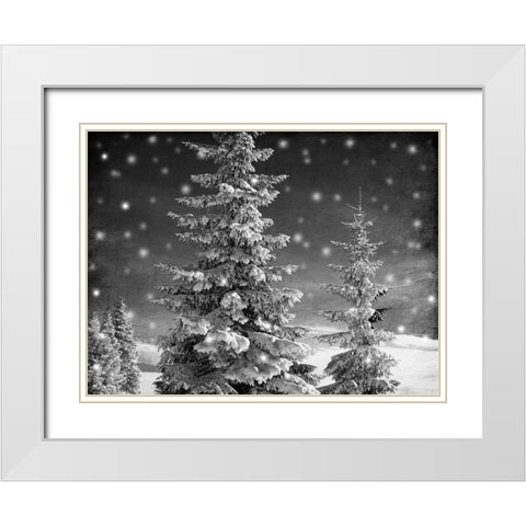 Snowy Night White Modern Wood Framed Art Print with Double Matting by Prime, Marcus