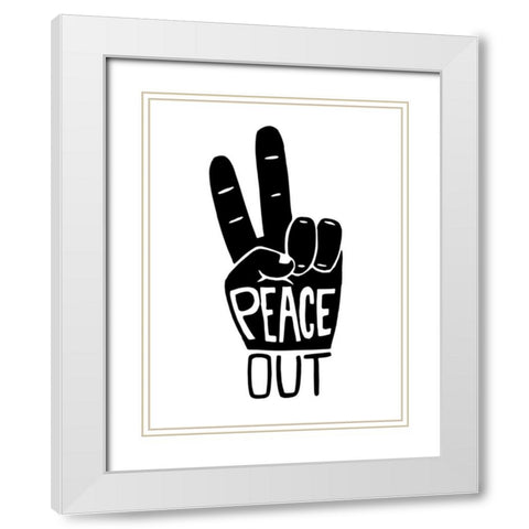 Peace Out White Modern Wood Framed Art Print with Double Matting by Prime, Marcus