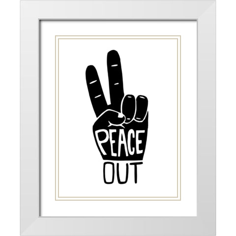 Peace Out White Modern Wood Framed Art Print with Double Matting by Prime, Marcus