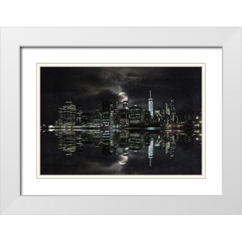 Full Moon NYC White Modern Wood Framed Art Print with Double Matting by Prime, Marcus