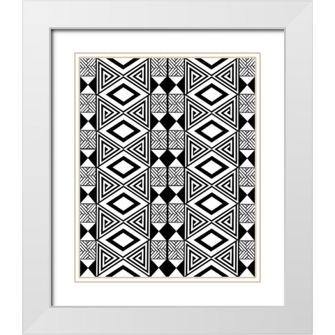 Bogolan Tradition 1 White Modern Wood Framed Art Print with Double Matting by Prime, Marcus