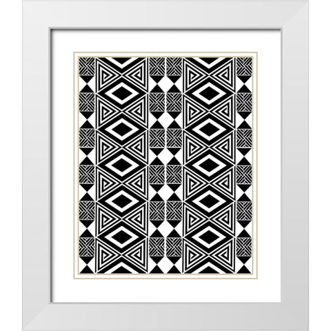 Bogolan Tradition 2 White Modern Wood Framed Art Print with Double Matting by Prime, Marcus