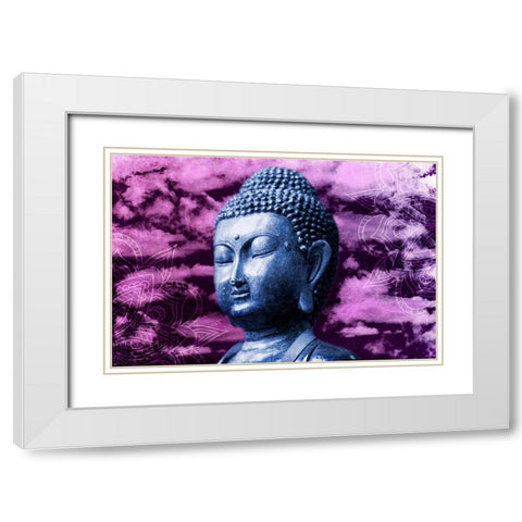 Skyline Buddha White Modern Wood Framed Art Print with Double Matting by Prime, Marcus