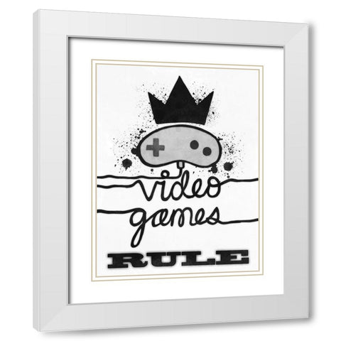 Games Rule White Modern Wood Framed Art Print with Double Matting by Prime, Marcus
