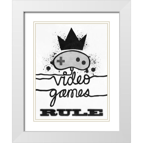 Games Rule White Modern Wood Framed Art Print with Double Matting by Prime, Marcus