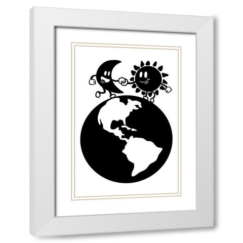 Rotating Friends White Modern Wood Framed Art Print with Double Matting by Prime, Marcus