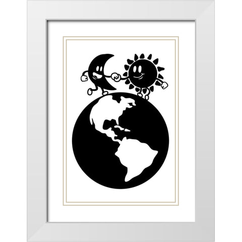 Rotating Friends White Modern Wood Framed Art Print with Double Matting by Prime, Marcus