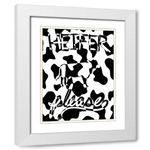 Heifer Please White Modern Wood Framed Art Print with Double Matting by Prime, Marcus