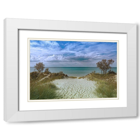 Welcoming Beach White Modern Wood Framed Art Print with Double Matting by Prime, Marcus
