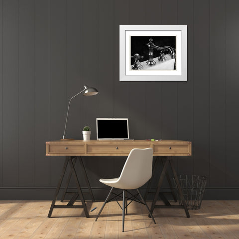 Twilight Bathroom 1 White Modern Wood Framed Art Print with Double Matting by Prime, Marcus