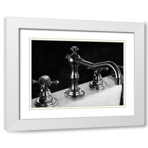 Twilight Bathroom 1 White Modern Wood Framed Art Print with Double Matting by Prime, Marcus