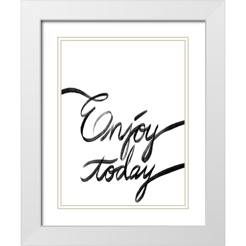 Enjoy Today White Modern Wood Framed Art Print with Double Matting by Prime, Marcus