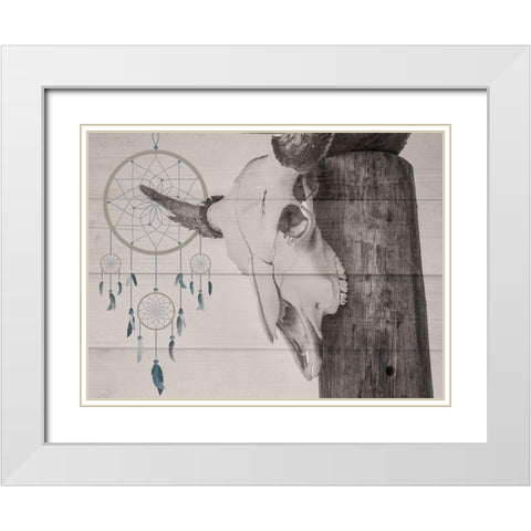 Dreaming Skull White Modern Wood Framed Art Print with Double Matting by Prime, Marcus