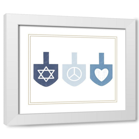 Dreidel Values White Modern Wood Framed Art Print with Double Matting by Prime, Marcus