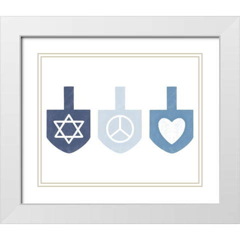 Dreidel Values White Modern Wood Framed Art Print with Double Matting by Prime, Marcus