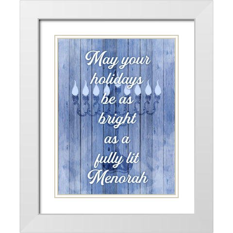 Lit Menorah White Modern Wood Framed Art Print with Double Matting by Prime, Marcus