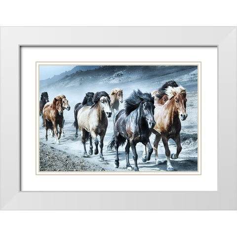 Group Run White Modern Wood Framed Art Print with Double Matting by Prime, Marcus