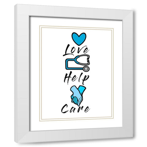 Love Help Care White Modern Wood Framed Art Print with Double Matting by Prime, Marcus