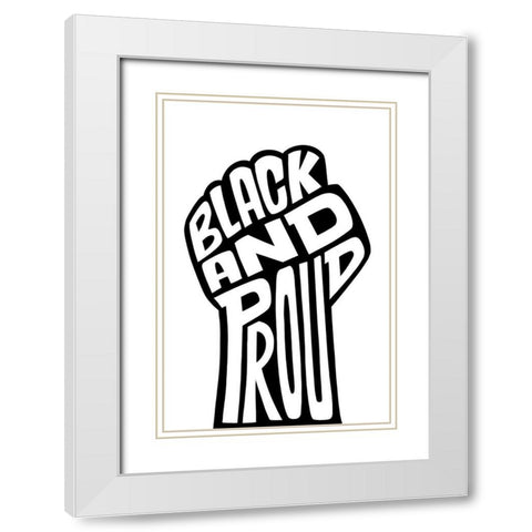 Black and Proud Fist White Modern Wood Framed Art Print with Double Matting by Prime, Marcus