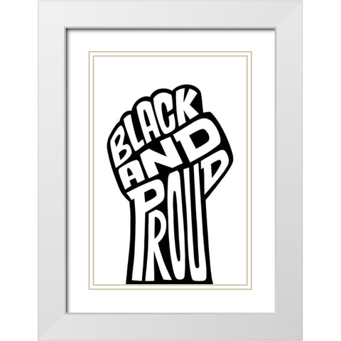 Black and Proud Fist White Modern Wood Framed Art Print with Double Matting by Prime, Marcus