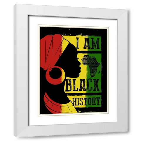 I Am Black History White Modern Wood Framed Art Print with Double Matting by Prime, Marcus