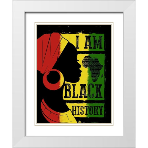 I Am Black History White Modern Wood Framed Art Print with Double Matting by Prime, Marcus