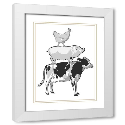 Barn Friends 2 White Modern Wood Framed Art Print with Double Matting by Prime, Marcus