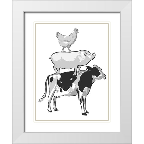 Barn Friends 2 White Modern Wood Framed Art Print with Double Matting by Prime, Marcus