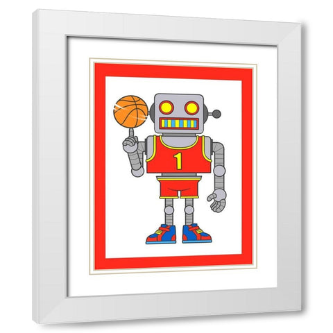 Robo Hoops 3 White Modern Wood Framed Art Print with Double Matting by Prime, Marcus