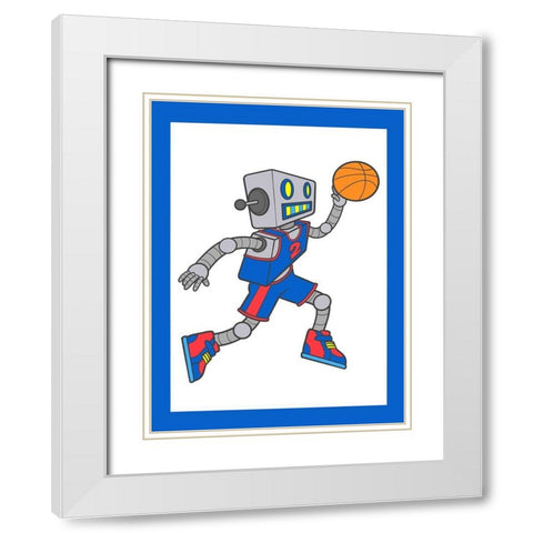 Robo Hoops 4 White Modern Wood Framed Art Print with Double Matting by Prime, Marcus