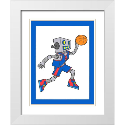 Robo Hoops 4 White Modern Wood Framed Art Print with Double Matting by Prime, Marcus