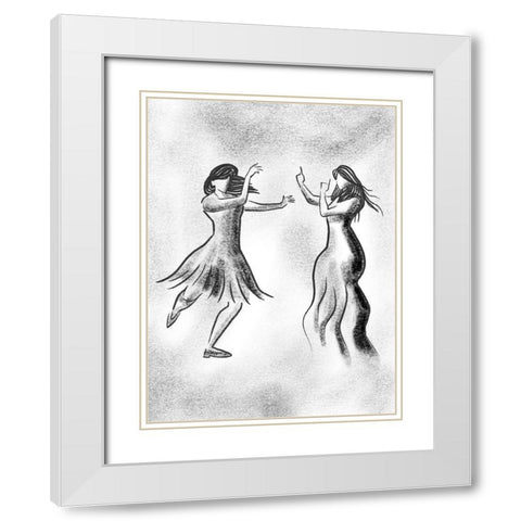 Dancing Friends 1 White Modern Wood Framed Art Print with Double Matting by Prime, Marcus