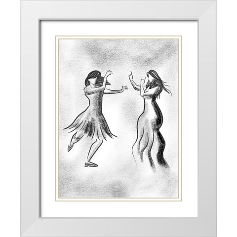 Dancing Friends 1 White Modern Wood Framed Art Print with Double Matting by Prime, Marcus