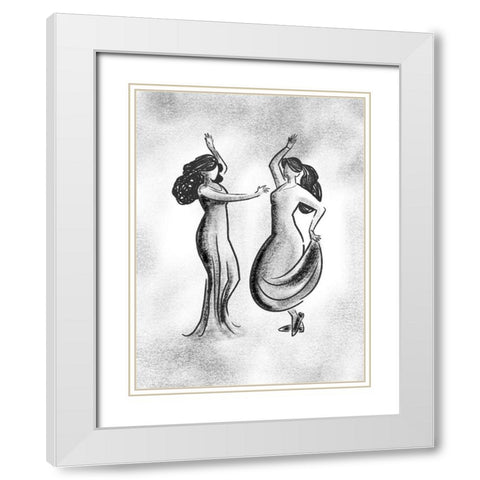 Dancing Friends 2 White Modern Wood Framed Art Print with Double Matting by Prime, Marcus