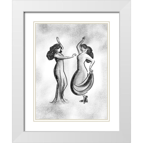 Dancing Friends 2 White Modern Wood Framed Art Print with Double Matting by Prime, Marcus