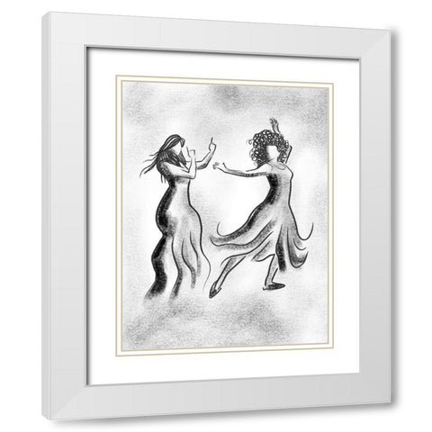 Dancing Friends 3 White Modern Wood Framed Art Print with Double Matting by Prime, Marcus