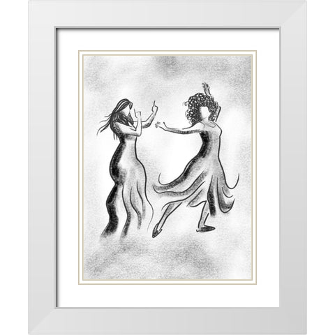 Dancing Friends 3 White Modern Wood Framed Art Print with Double Matting by Prime, Marcus