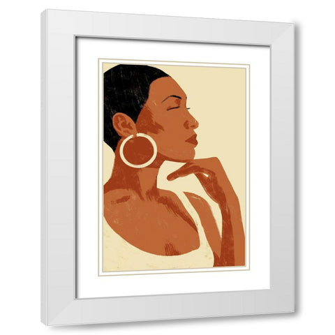 Pondering Princess White Modern Wood Framed Art Print with Double Matting by Prime, Marcus