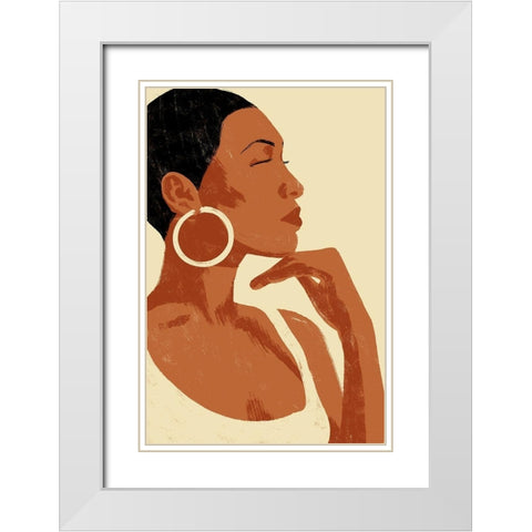 Pondering Princess White Modern Wood Framed Art Print with Double Matting by Prime, Marcus