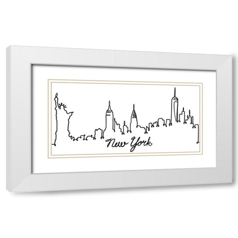 Squiggly New York White Modern Wood Framed Art Print with Double Matting by Prime, Marcus