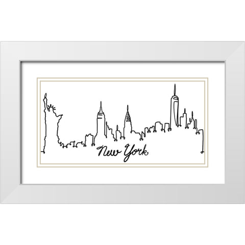 Squiggly New York White Modern Wood Framed Art Print with Double Matting by Prime, Marcus