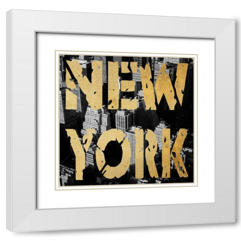 New York Shout White Modern Wood Framed Art Print with Double Matting by Prime, Marcus