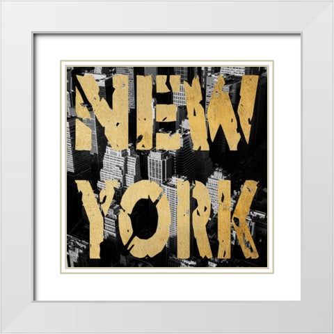 New York Shout White Modern Wood Framed Art Print with Double Matting by Prime, Marcus