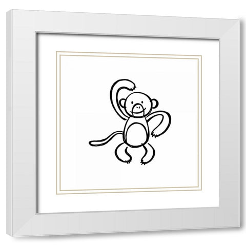 Cheeky Monkey White Modern Wood Framed Art Print with Double Matting by Prime, Marcus