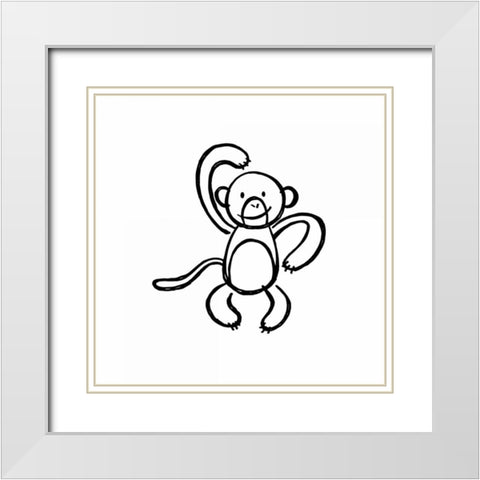 Cheeky Monkey White Modern Wood Framed Art Print with Double Matting by Prime, Marcus
