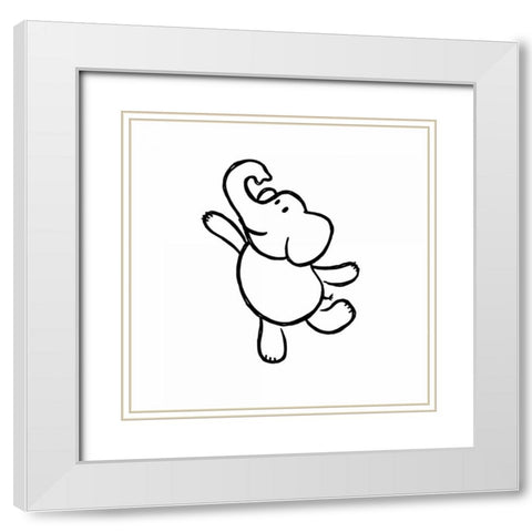 Dancing Elephant White Modern Wood Framed Art Print with Double Matting by Prime, Marcus
